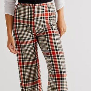NWT Free People Plaid Jules Pant in Rust Combo, size 6